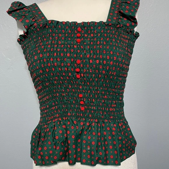 Handmade Green Smocked Top & Maxi Skirt Babydoll Boho Prairie Cottagecore Small - Picture 3 of 11